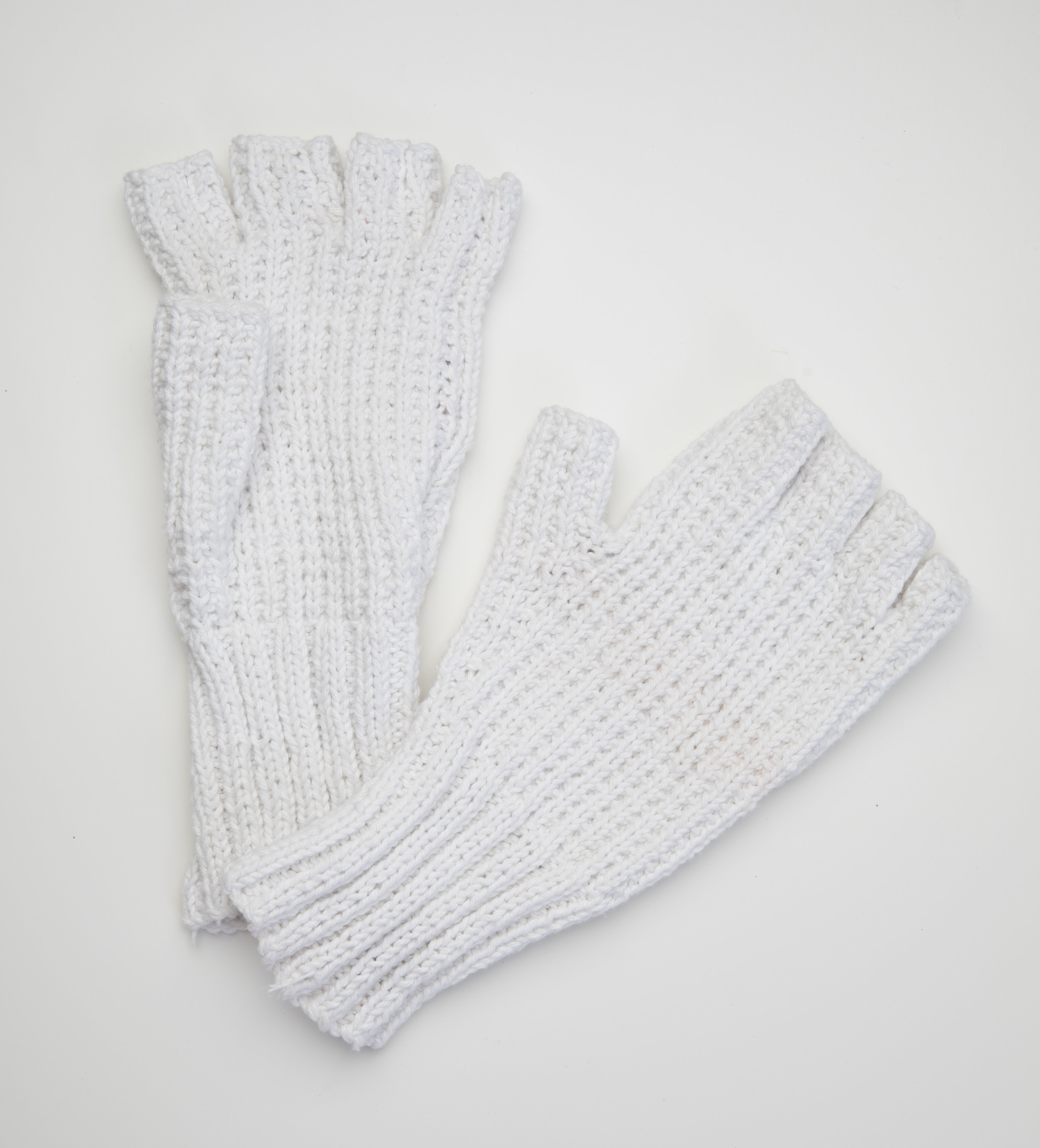 white wool gloves
